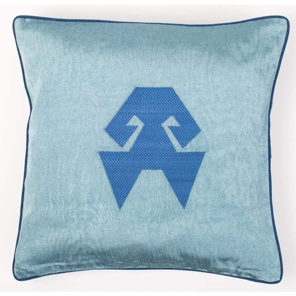 Kutnu Silk Pillow with Embroidery - HandsOnHips Light Blue Authentic Silk Cushion - Yastk
