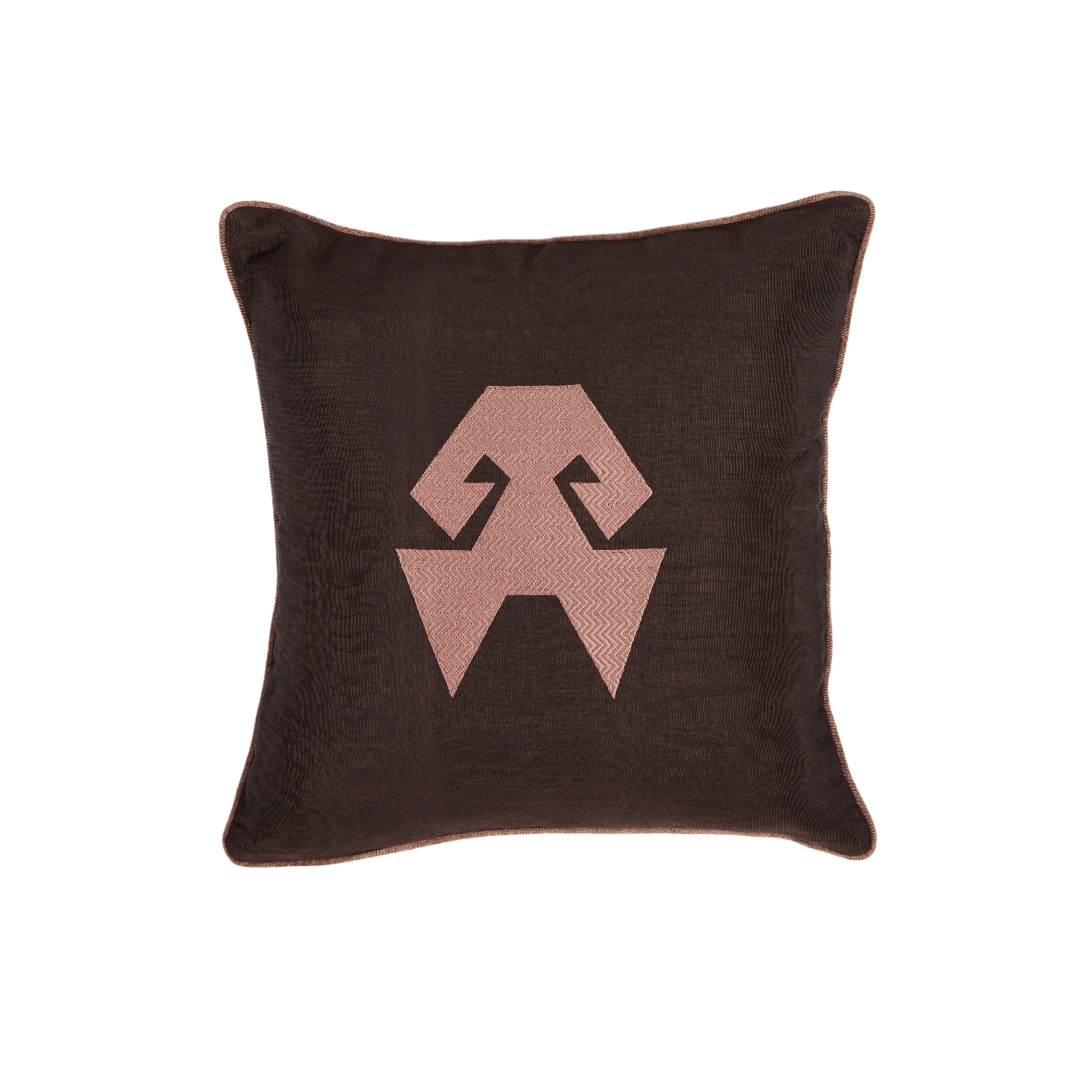 Kutnu Silk Pillow with Embroidery - HandsOnHips , Dark Brown Authentic Silk Cushion