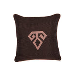 Load image into Gallery viewer, Kutnu Silk Pillow with Embroidery - Fertility , Dark Brown Authentic Silk Cushion
