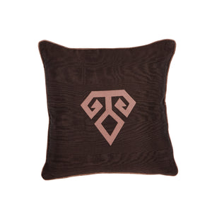 Kutnu Silk Pillow with Embroidery - Fertility , Dark Brown Authentic Silk Cushion