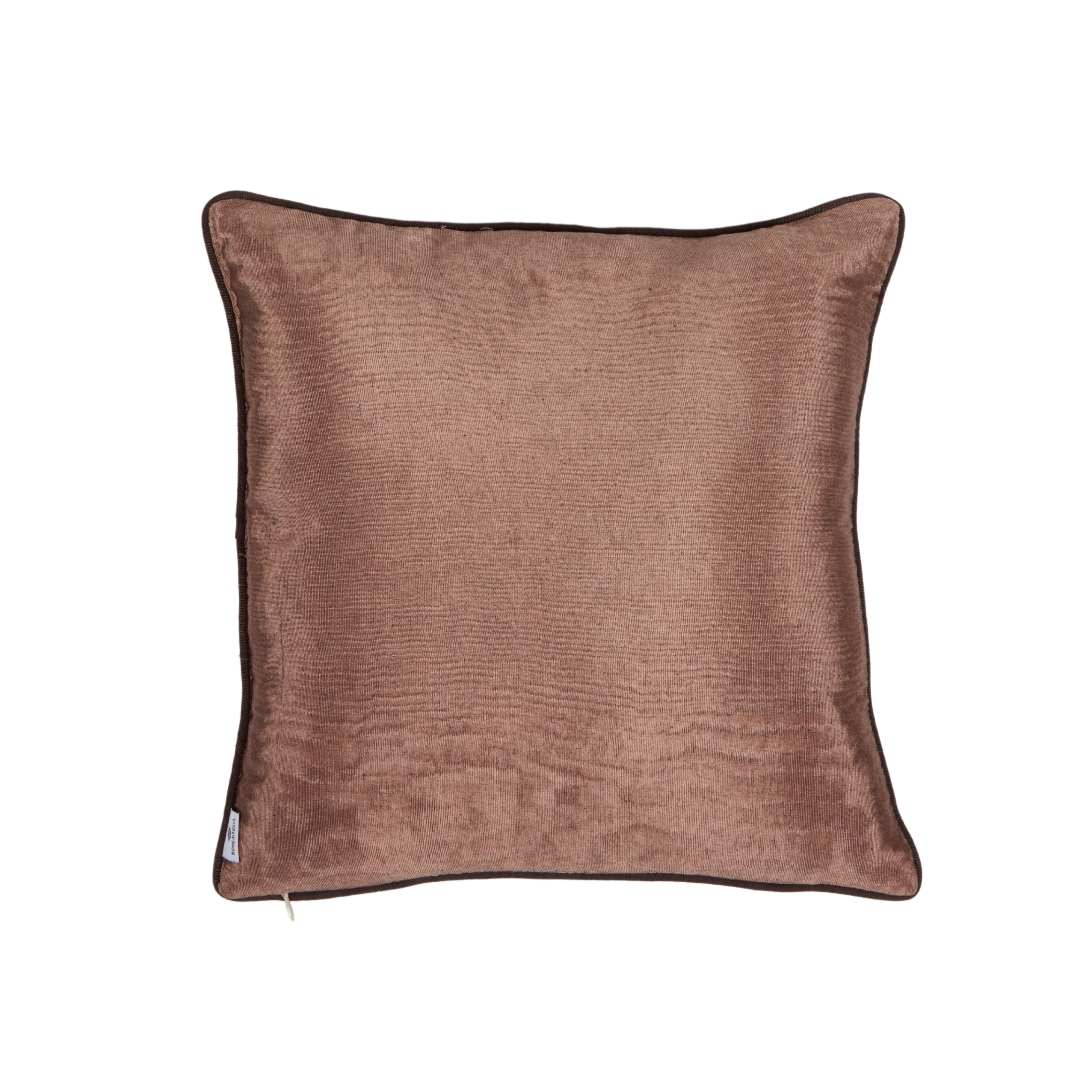 Kutnu Silk Pillow with Embroidery - HandsOnHips , Light Brown Authentic Silk Cushion (Copy)