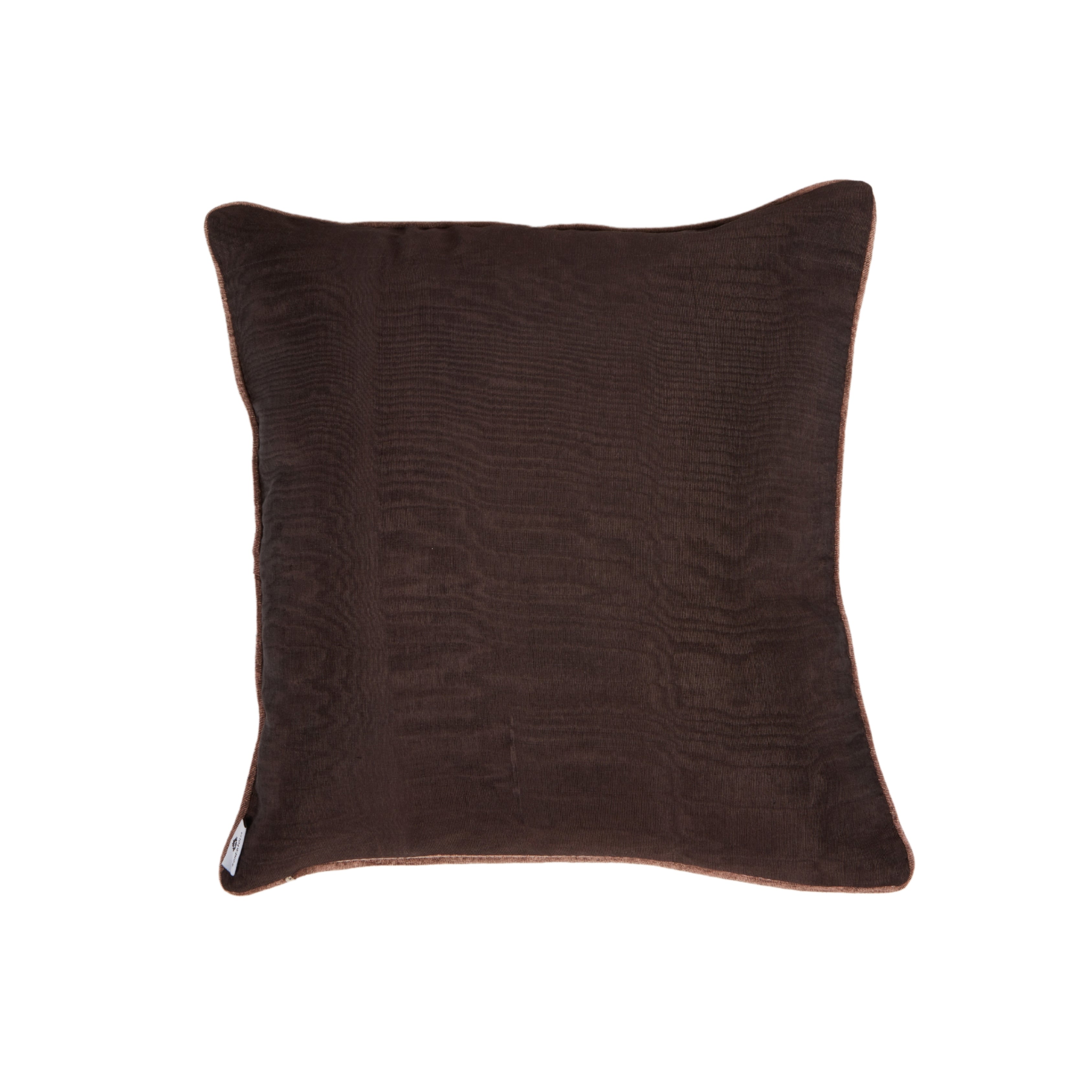 Kutnu Silk Pillow with Embroidery - Fertility , Dark Brown Authentic Silk Cushion