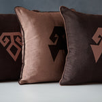 Load image into Gallery viewer, Kutnu Silk Pillow with Embroidery - HandsOnHips , Light Brown Authentic Silk Cushion (Copy)
