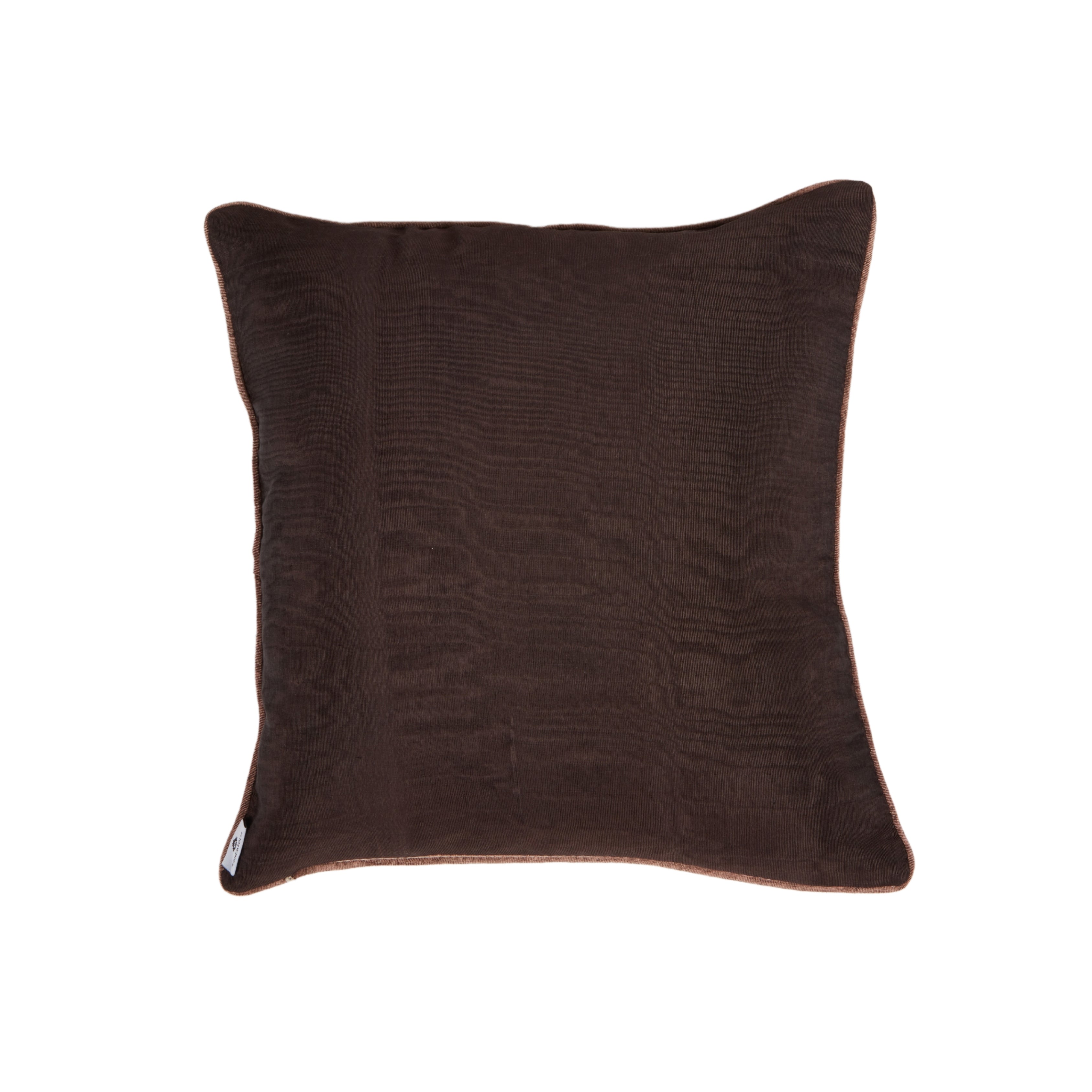 Kutnu Silk Pillow with Embroidery - HandsOnHips , Dark Brown Authentic Silk Cushion