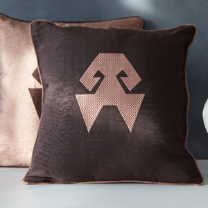 Kutnu Silk Pillow with Embroidery - HandsOnHips , Dark Brown Authentic Silk Cushion