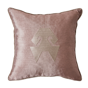 Kutnu Silk Pillow with Embroidery - HandsOnHips , Beige Authentic Silk Cushion