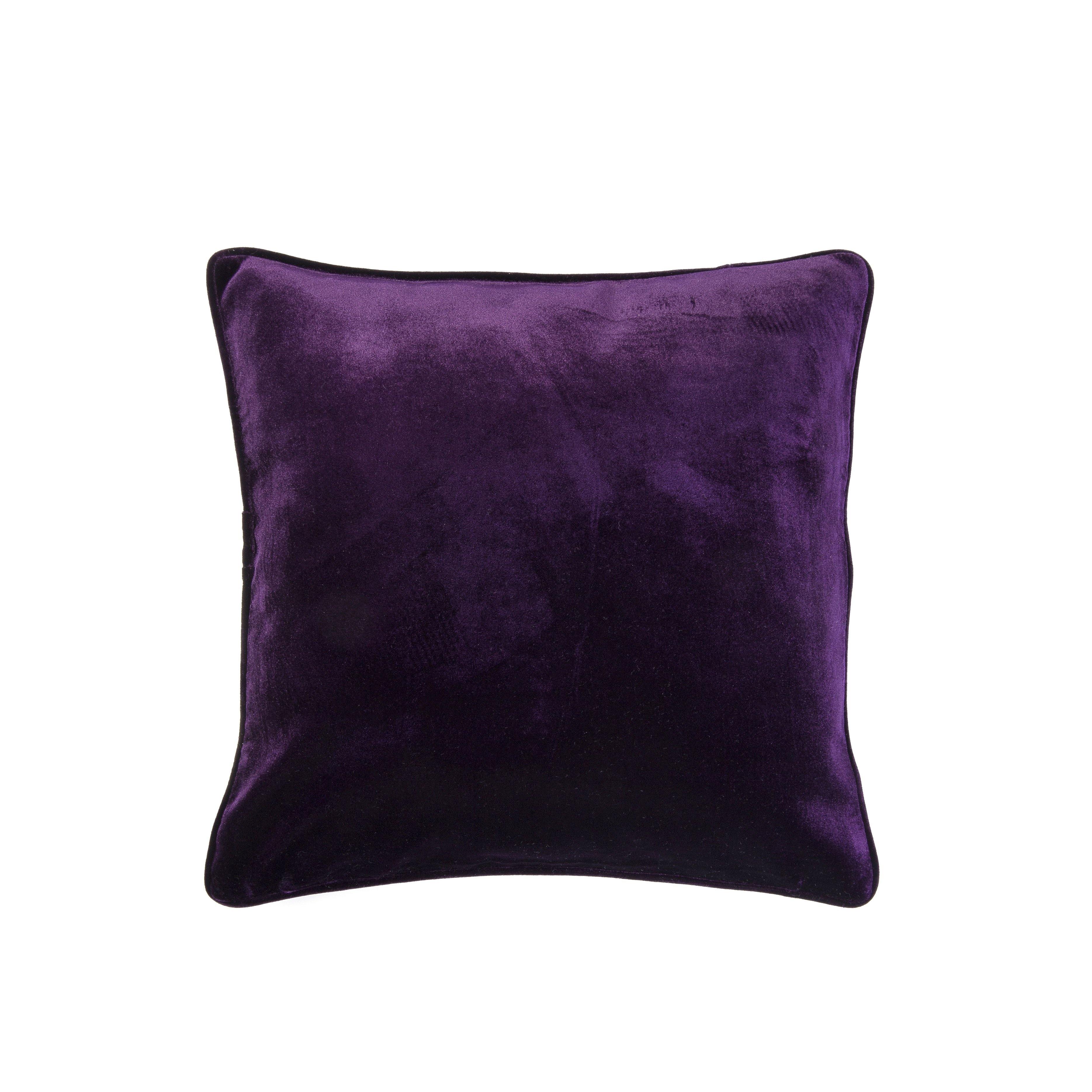 Velvet Pillow with Piping - Purple - bohemtolia