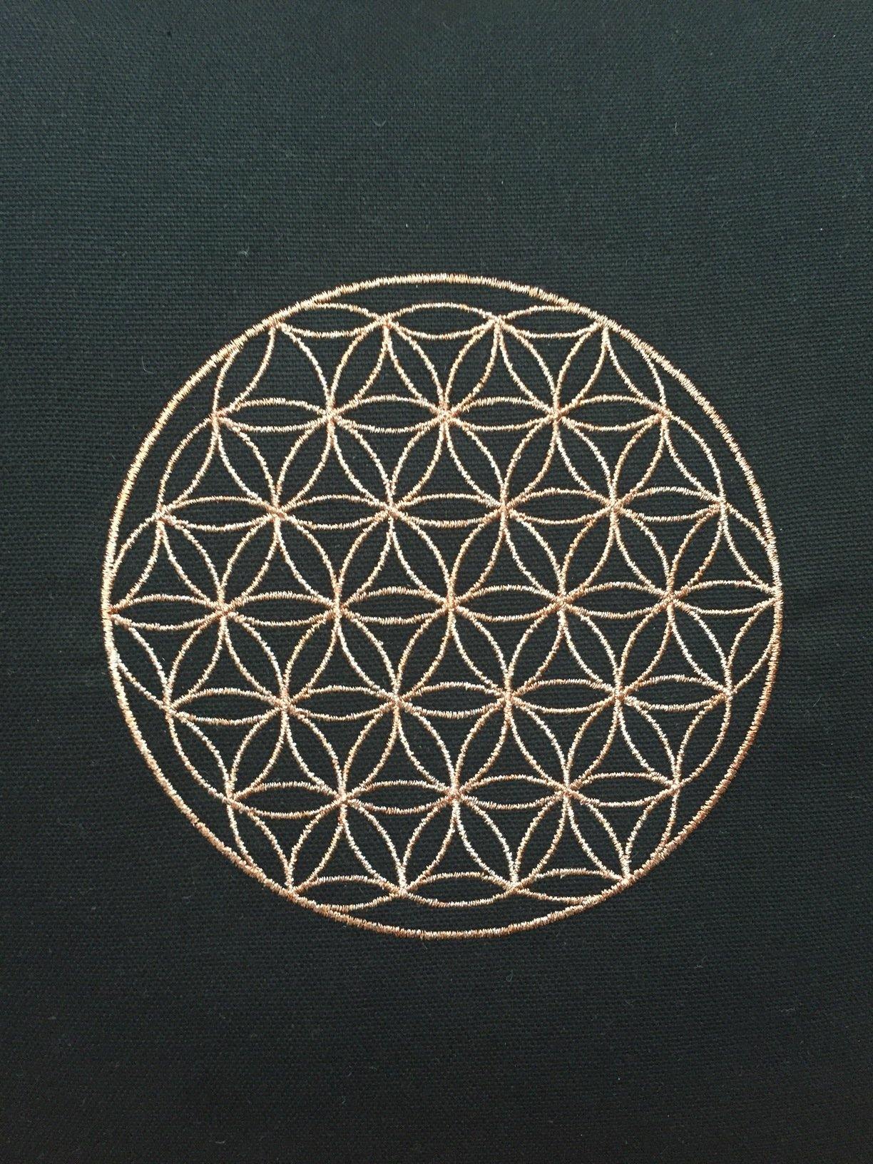 Embroidered Pillow with Flower of Life - Copper - bohemtolia