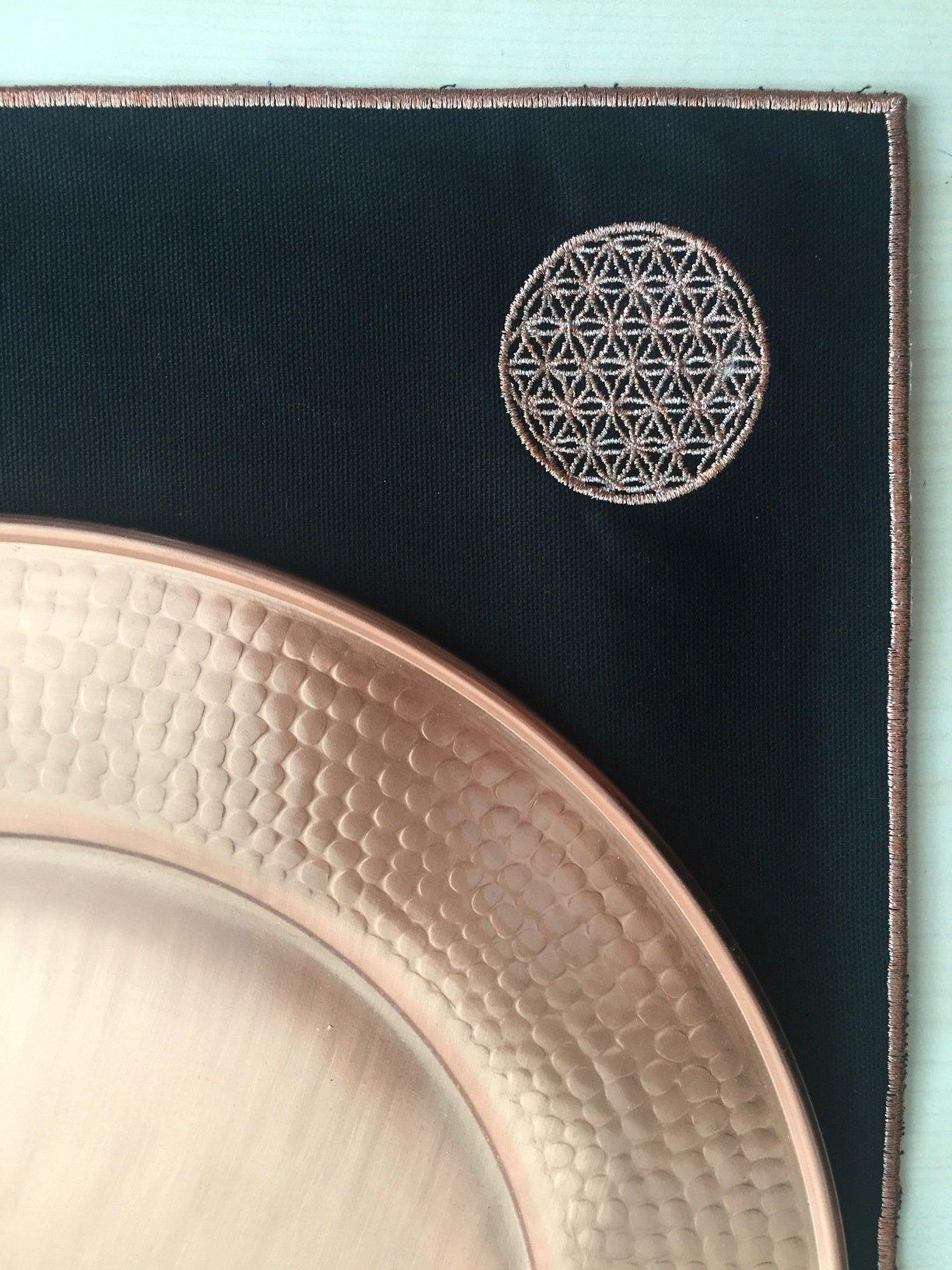 Embroidered Table Mat with Flower of Life - Copper - bohemtolia