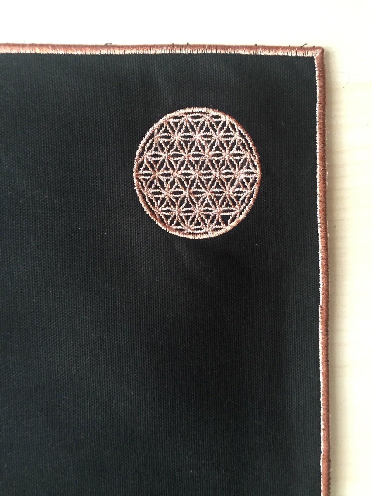 Embroidered Table Mat with Flower of Life - Copper - bohemtolia