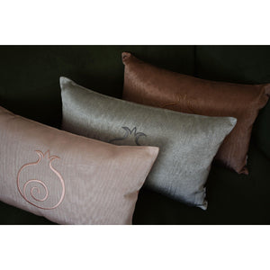 Kutnu Silk Pillow with Embroidery - Pink Pomegranate - bohemtolia