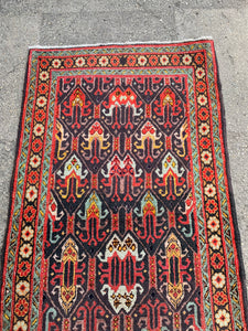 Vintage rug with authentic design, 2.1x4.2 ft, p515