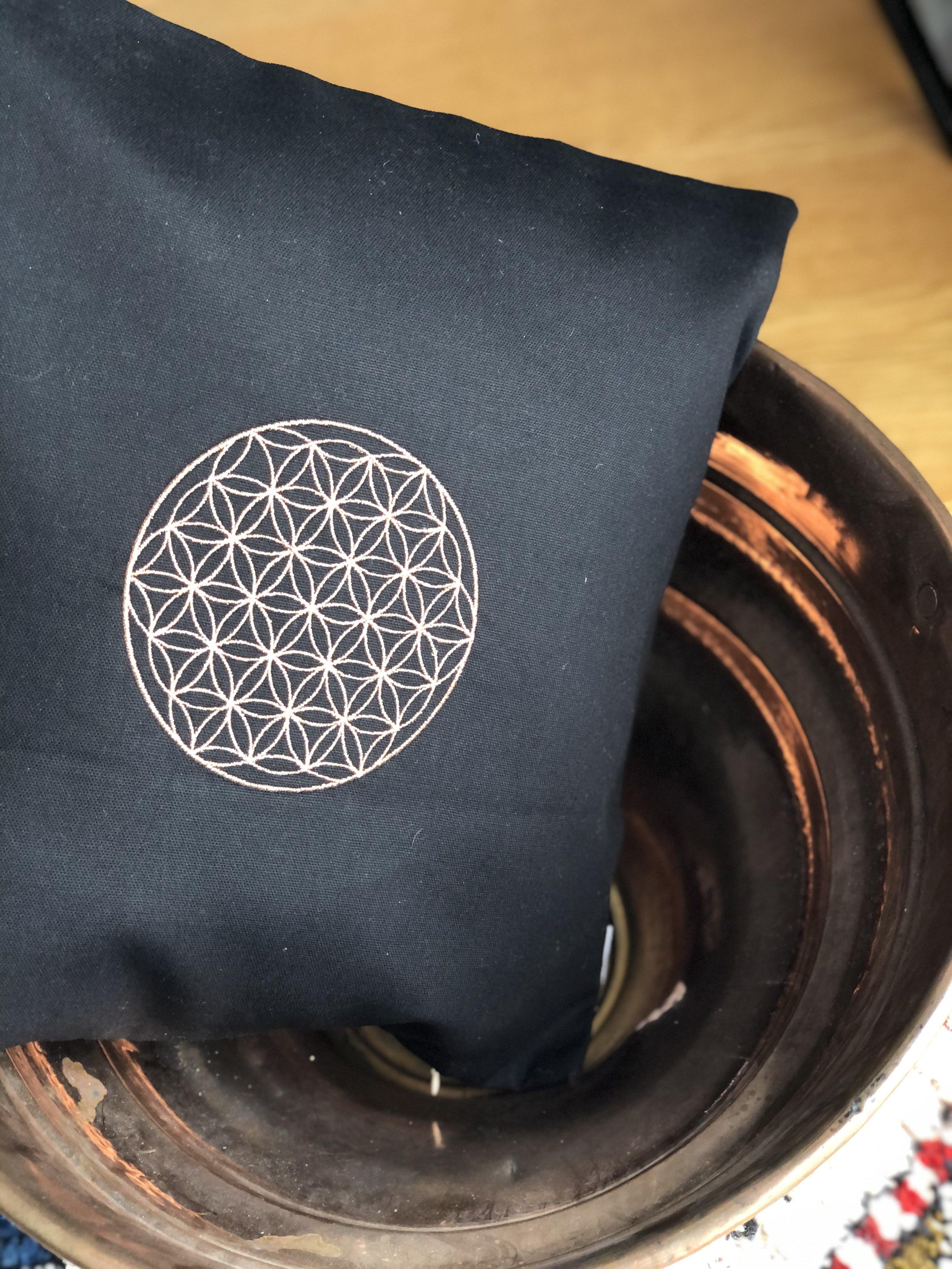 Embroidered Pillow with Flower of Life - Copper - bohemtolia