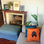 Load image into Gallery viewer, Kutnu Silk Pillow with Embroidery - HandsOnHips , Orange Authentic Silk Cushion - bohemtolia
