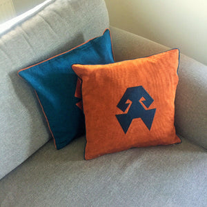 Kutnu Silk Pillow with Embroidery - HandsOnHips , Orange Authentic Silk Cushion - bohemtolia
