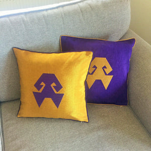 Kutnu Silk Pillow with Embroidery - HandsOnHips , Yellow Authentic Silk Cushion - bohemtolia
