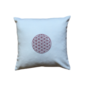 Embroidered Pillow with Flower of Life - Claret Red - bohemtolia