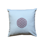 Load image into Gallery viewer, Embroidered Pillow with Flower of Life - Claret Red - bohemtolia
