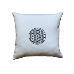 Embroidered Pillow with Flower of Life - Black - bohemtolia