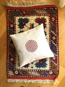 Embroidered Pillow with Flower of Life - Claret Red - bohemtolia