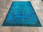 Load image into Gallery viewer, Faded blue rug, 7x10.9 ft, B722
