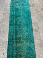 Load image into Gallery viewer, Green kilim runner, 1.11x9.8 ft, VP798
