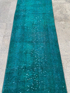 Authentic turquiose runner rug, 1.11x9.11 ft, VP838