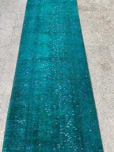 Authentic turquiose runner rug, 1.11x9.11 ft, VP838