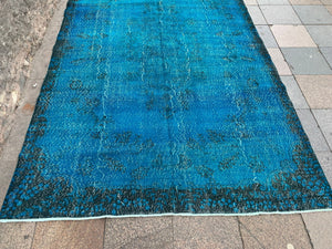 Faded blue rug, 7x10.9 ft, B722