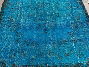 Faded blue rug, 7x10.9 ft, B722