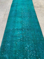 Load image into Gallery viewer, Authentic turquiose runner rug, 1.11x9.11 ft, VP838
