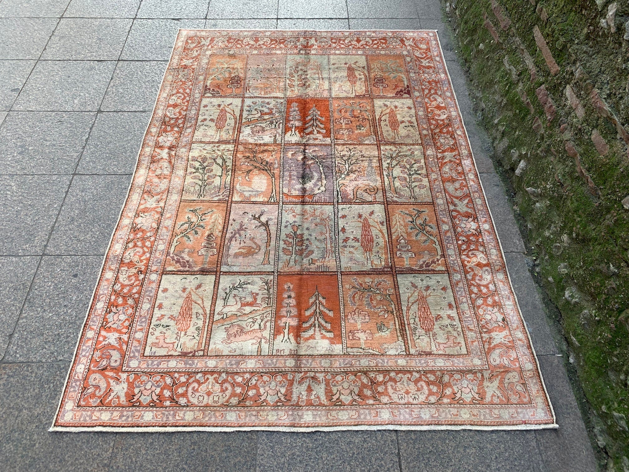 Vintage Silk Rug, 4.9x7 ft, F846