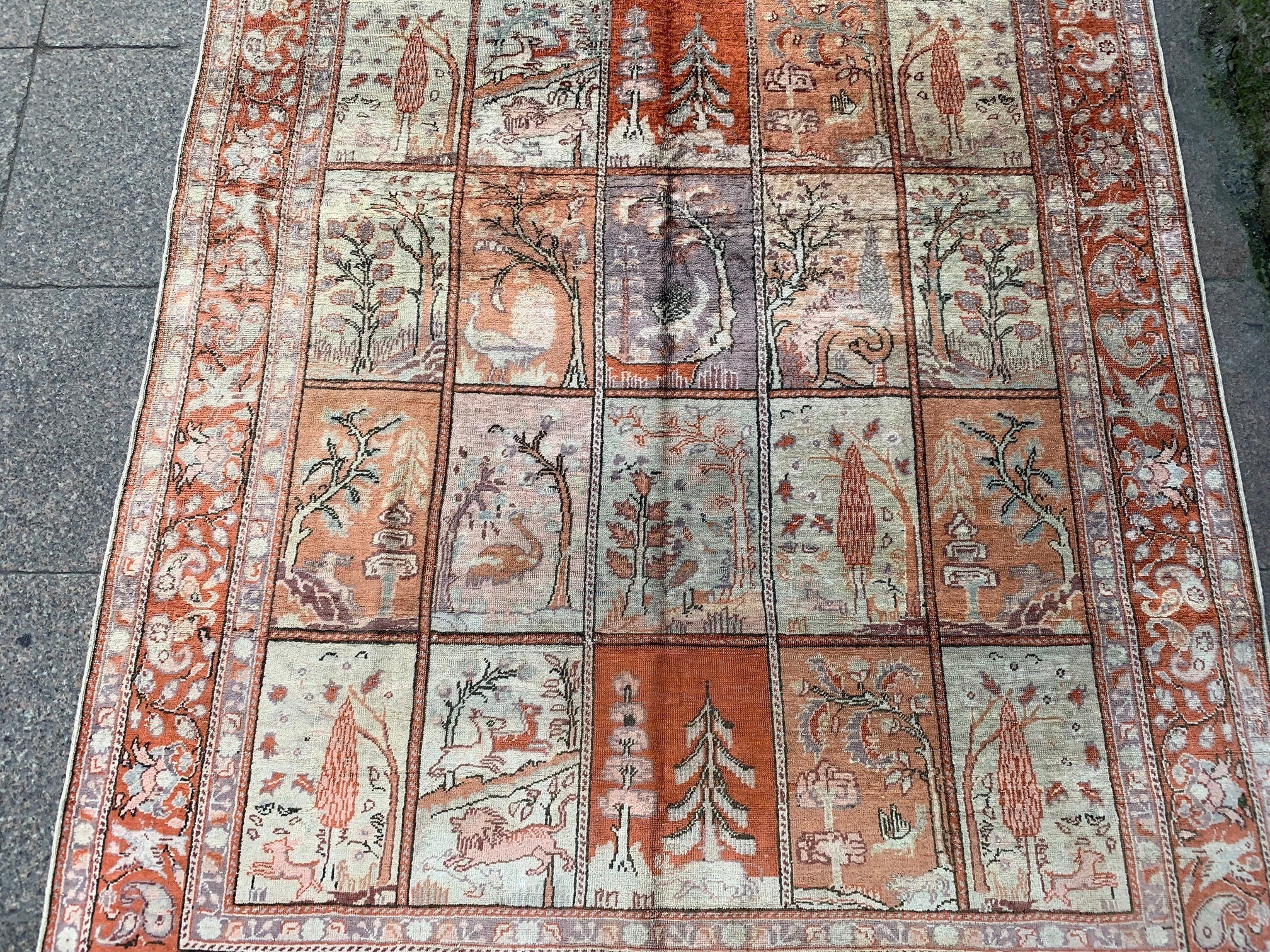 Vintage Silk Rug, 4.9x7 ft, F846