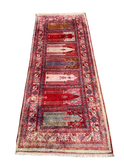 Vintage silk rug, 2.10x6.11 ft, F559