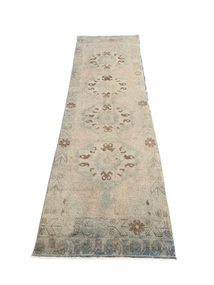 Faded kilim rug, 2.9x9.10 ft, v273