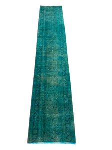 Green kilim runner, 1.11x9.8 ft, VP798