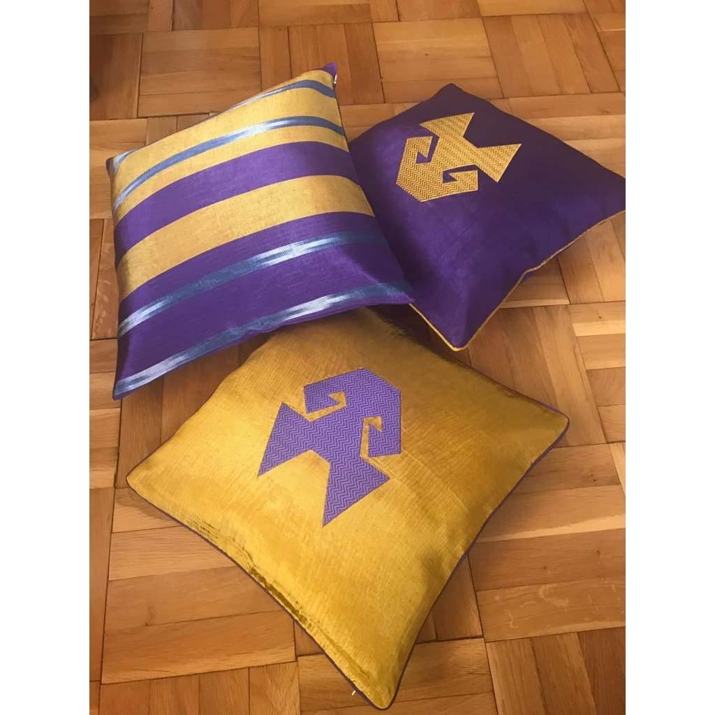 Kutnu Silk Pillow - Purple Yellow - Yastk