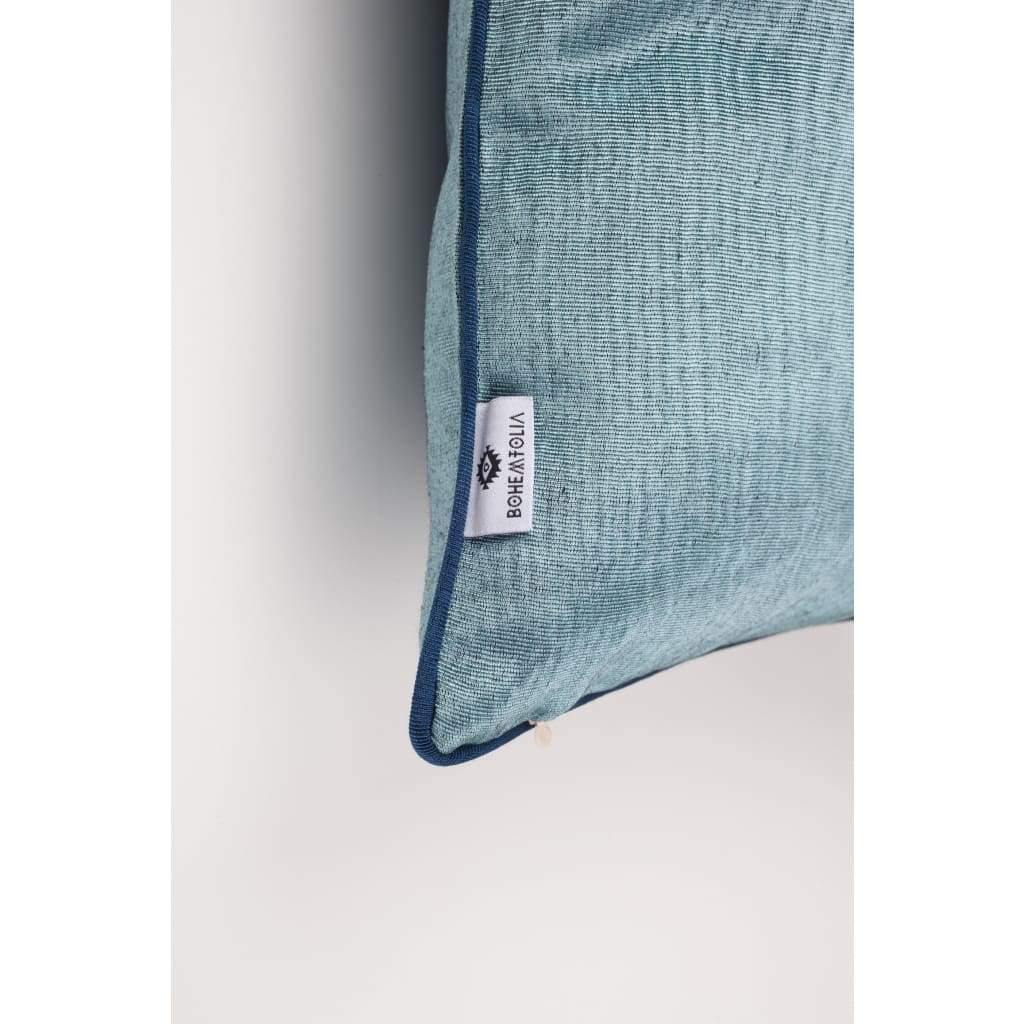 Kutnu Silk Pillow with Embroidery - Fertility Light Blue Authentic Silk Cushion - Yastk