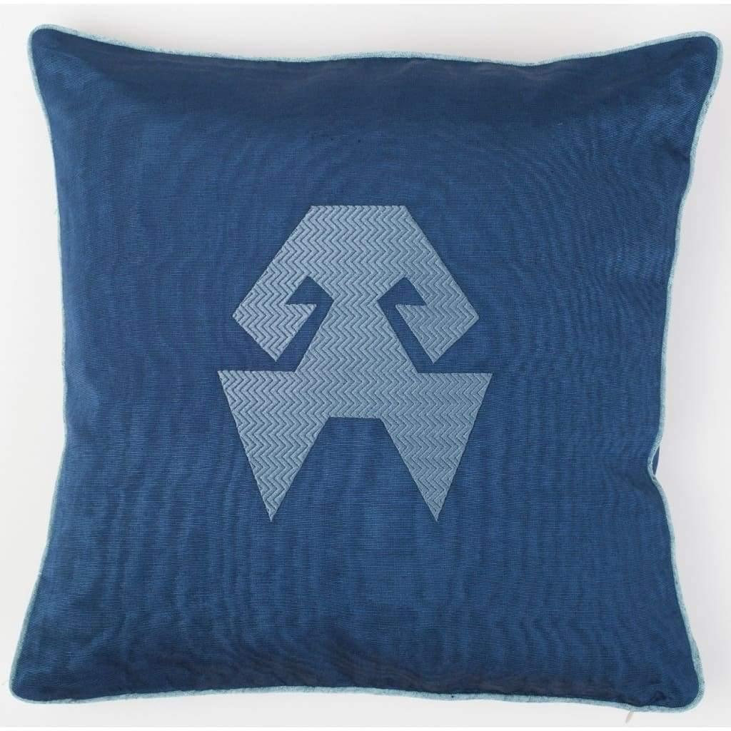 Kutnu Silk Pillow with Embroidery - HandsOnHips Dark Blue Authentic Silk Cushion - Yastk