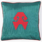 Load image into Gallery viewer, Kutnu Silk Pillow with Embroidery - HandsOnHips Green Authentic Silk Cushion - Yastk
