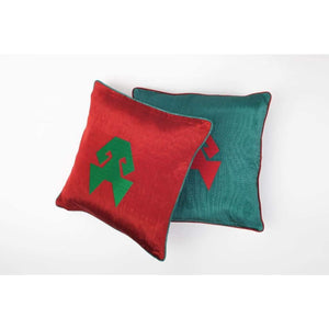 Kutnu Silk Pillow with Embroidery - HandsOnHips Green Authentic Silk Cushion - Yastk