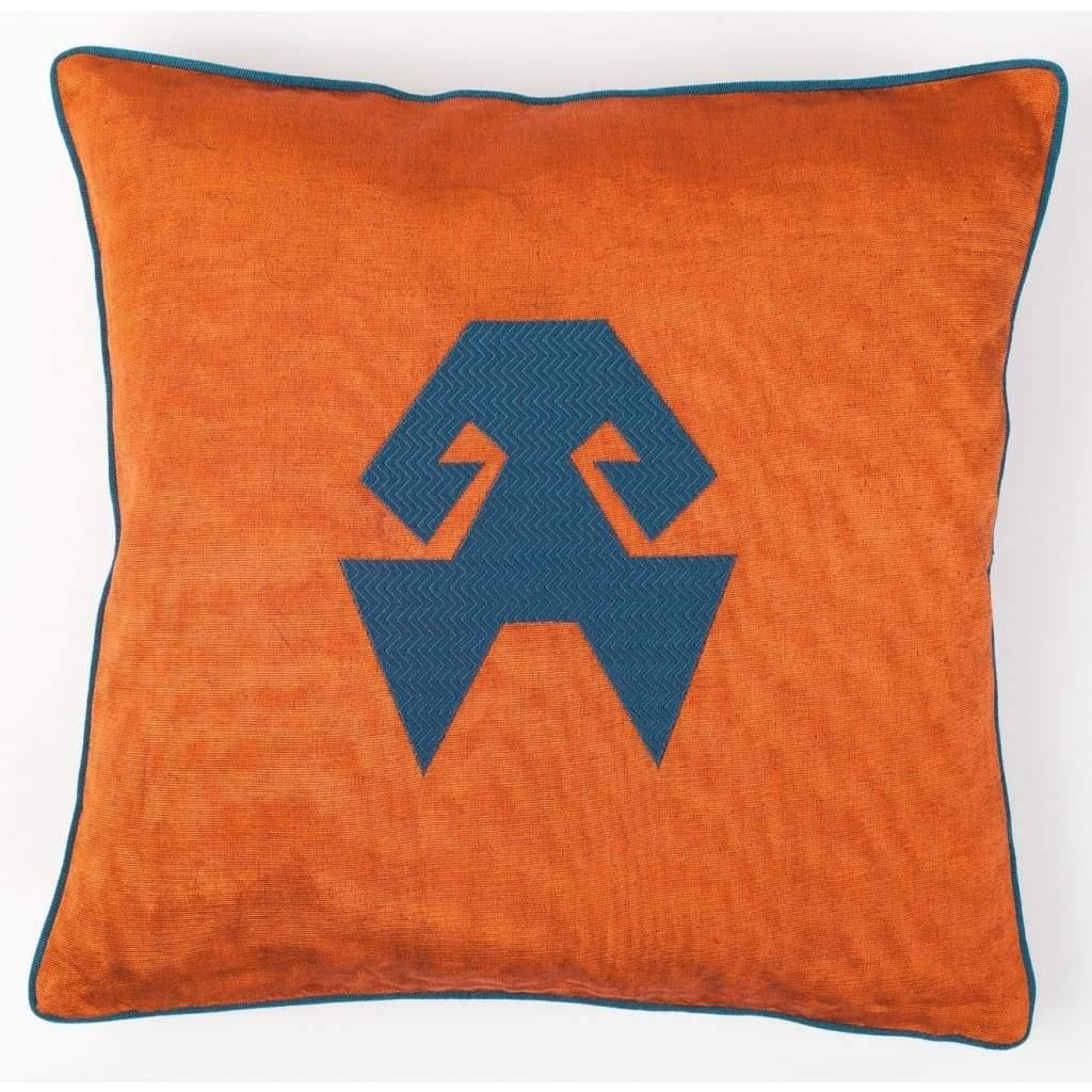 Kutnu Silk Pillow with Embroidery - HandsOnHips Orange Authentic Silk Cushion - Yastk
