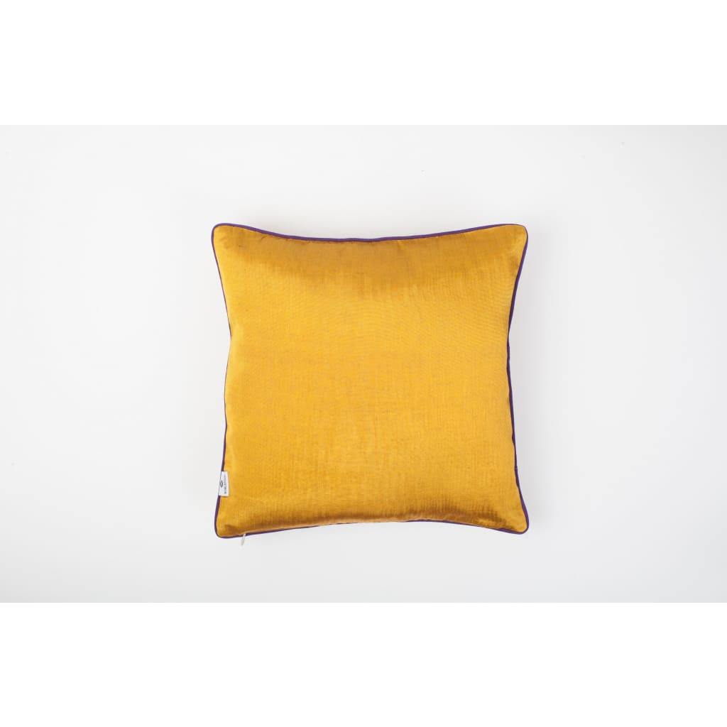 Kutnu Silk Pillow with Embroidery - HandsOnHips Yellow Authentic Silk Cushion - Yastk
