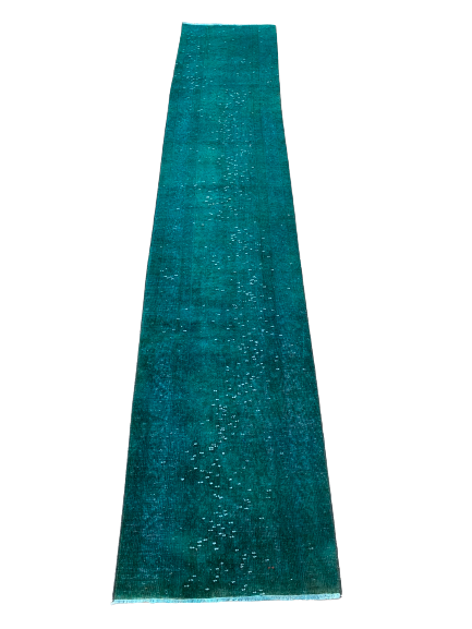 Authentic turquiose runner rug, 1.11x9.11 ft, VP838