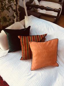 Kutnu Silk Pillow with Embroidery - Fertility , Orange Authentic Silk Cushion - bohemtolia