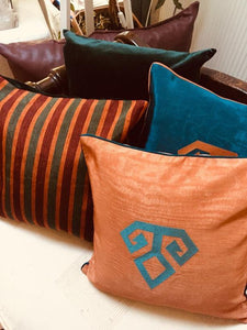 Kutnu Silk Pillow with Embroidery - Fertility , Orange Authentic Silk Cushion - bohemtolia