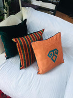 Load image into Gallery viewer, Kutnu Silk Pillow with Embroidery - Fertility , Orange Authentic Silk Cushion - bohemtolia
