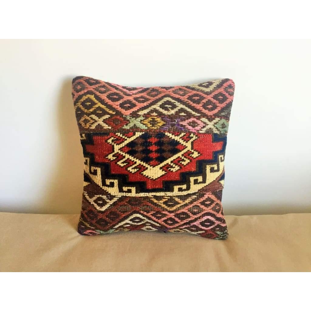 Vintage Kilim Pillow Cover no. 7 16x16 - Yastk